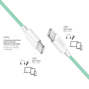 Logilink USB 2.0 Type C - C, M/M, zelena, 1.0m - Img 2