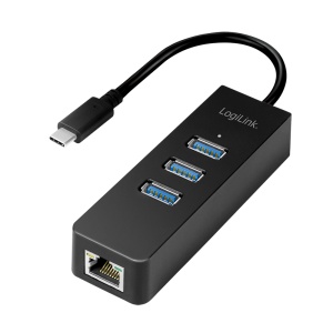 Logilink USB 3.2 Gen 1 Hub, 3-port, USB type C - Gigabit Ethernet