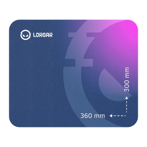 Lorgar Main 133, Gaming mouse pad, High-speed surface, Purple anti-slip rubber base, size: 360mm x 300mm x 3mm, weight 0.2kg LRG-GMP133
