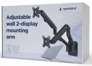 MA-WA2-01 Gembird Podesivi dupli zidni drzac za monitor,tilt, 17-27 max.2x7kg - Img 3