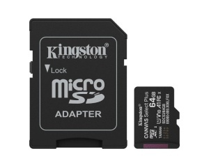 MC MicroSDXC Kingston 64GB Canvas Select Plus G3 150R U1 V10 SDCS3/64G + Adapter