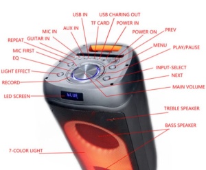 Microlab PT802W karaoke zvucnik 200W, Bluetooth,LED, 11,1V/4400mAh,TWS, Aux, USB, FM,microSD,+ Mic*2 - Img 2