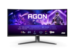 Monitor AOC AG346UCD 34"/OLED, zakrivljen/3440X1440/175/0,03 ms/HDMIX2,DP,USB/A Sync/VESA/zvucnici - Img 2