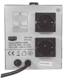 PROSTO stabilizator napona 2000VA SVR-2000