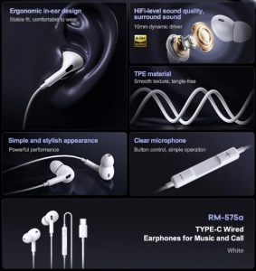 REMAX RM-570a TYPE-C Wired Earphones (With Digital - Img 3