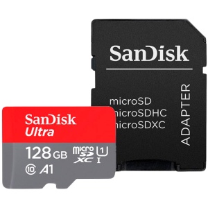 SANDISK Ultra microSDXC 128GB + SD Adapter 140MB/s A1 Class 10 UHS-I SDSQUAB-128G-GN6MA