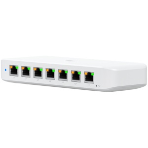 Ubiquiti USW-Ultra-210W-EU compact, Layer 2, 8-port GbE PoE switch with versatile mounting options, 7x GbE PoE+ output ports, GbE port with optional PoE++ input, 202W PoE availability with the included AC power adapter USW-ULTRA-210W-EU - Img 2
