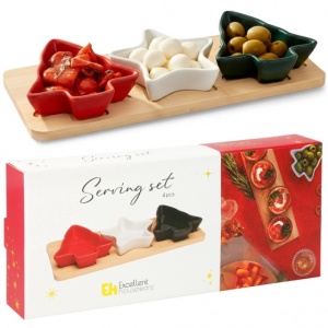 Vilde 139498 - Porcelanske činije sa tacnom - motiv jelke , 3 kom