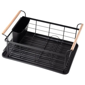 Vilde 150623 - Metalni ocedjivac za sudove sa drvenim drskama 42,5 x 29,5 x 19 c