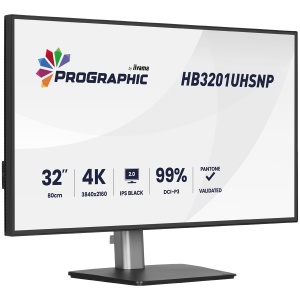 32" IPS BLACK 2.0 panel, 3840x2160 UHD, DCI-P3 99%, Pantone Certified, Delta E less than 2, USB-C dock LAN 96W PD DP-out, 4ms, 15cm height adjustable stand, 450cd/m2, CR 3000:1, HDMI, DisplayPort, Speakers, USB hub 3x3.2 plus 1x USB-C HB3201UHSNP-B1