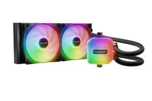 be quiet! LIGHT LOOP, 240mm Black [LGA-1851 Default ILM and RL-ILM support], Pump with progressive IC, Two Light Wings LX PWM high-speed fans 120mm, ARGB-PWM hub for impressively vibrant ARGB illumination BW020