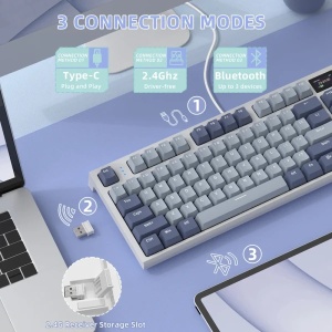 Bežična gaming tastatura Attack Shark K86 Mehanička/TriMode/TFT Screen/Media Control/Lavender Blue - Img 2