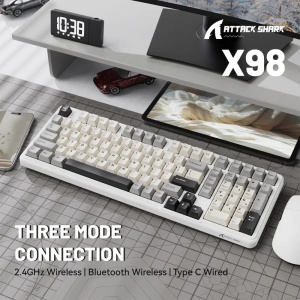 Bežična Gaming tastatura Attack Shark X98 Mehanička/Full Size/TriMode/Gasket/Cheese White - Img 4