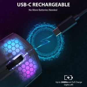 Bežični gaming miš Attack Shark X5 TriMode/Superlight/LongBattery/RGB Click/Ergonomic/Black - Img 4