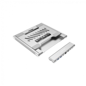 Canyon Laptop stands with hub, TYPE C F to HDMI2.0+2USB3.0+USBC3.0+RJ45+PD, TYEP C TO C cable 1m white with Emarker: HUSB332A, Material: Aluminum case+ABS+PS, Size: 245x240x27.2+/-0.3mm, Weight:1304g CNS-SDS2 - Img 2
