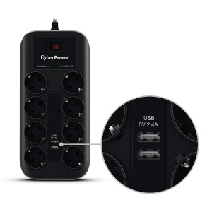 CyberPower produžni kabl sa prenap. zaštitom 8xŠuko, 2xUSB