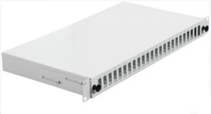 Fiber optički patch panel 19/1U sa 24 duplex slota za SC duplex/LC quad adaptere sa slajd mehanizmom