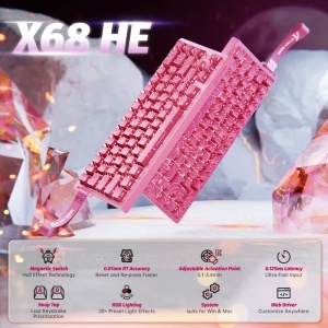 Gaming tastatura Attack Shark X68HE Magnetic Switch/RT/Snap Tap/DKS/MT/TGL/Pink Contour - Img 4