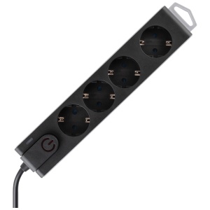 home Produžni kabel sa zaštitom, 4 utičnice, 1.5 mm², 3 met - NVT 4K-3/BK