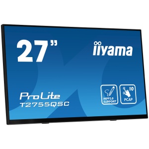 IIYAMA Monitor LED T2755QSC-B1 27” Optical Bonded PCAP 10pt IPS Edge to edge glass 2560 x 1440 @75Hz 400 cd/m² HDMI DP USB Hub Tilt angle 15° up; 70° down T2755QSC-B1 - Img 2