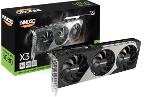 INNO3D NVIDIA GEFORCE RTX 5080 X3 16GB GDDR7 256bit, 2617 MHz / 30Gbps, 3x DP, 1x HDMI, 3 fan, 2 slot N50803-16D7-176068N