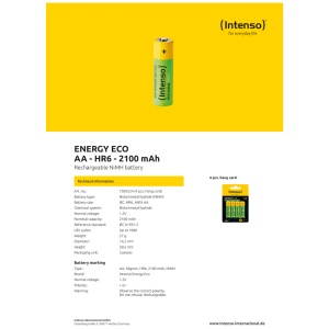 (Intenso) Baterija punjiva AA / HR6, 2100 mAh, blister 4 komada - AA / HR6/2100 - Img 3