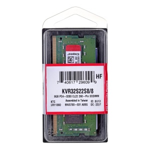 Kingston DDR4 8GB SO-DIMM 3200MHz, Non-ECC Unbuffered, CL22 1.2V, 260-pin 1Rx8 KVR32S22S8/8