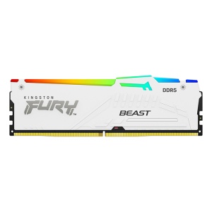 Kingston DDR5 32GB (2x16GB) 5600MT/s [FURY BEAST RGB], Non-ECC UDIMM, CL40 1.25V, 288-Pin 1Rx8, White, Memory Kit, w/RGB Heatsink, XMP KF556C40BWAK2-32
