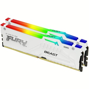 Kingston DDR5 32GB (2x16GB) 6000MT/s [FURY BEAST RGB], Non-ECC UDIMM, CL36 1.35V, 288-Pin 1Rx8, White, Memory Kit, w/Heatsink, XMP & EXPO KF560C36BWE2AK2-32 *