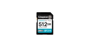 Kingston SD Card 512GB, Canvas Go! Plus, SDXC Class10 UHS-1 U3 V30, Read up to 200MB/s, Write up to 160MB/s, for 4K and FullHD video recording SDG4/512GB