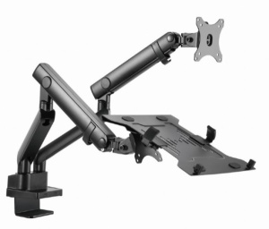 MA-DA3-02 Gembird Podesivi stoni drzac za monitor tilt, 17-32 max.2x8kg +nosac za laptop,full-motion - Img 6