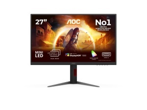 Monitor AOC U27G4XM 27"/IPS MiniLED/3840x2160/160Hz/1ms GtG/HDMI,DP,USB/Gsync/Pivot,visina/VESA/crna