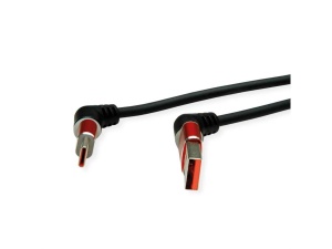 ROLINE 360° Rotation USB 2.0 Cable, Type C - A, M/M, 60W, Red Black, 2 m - Img 3