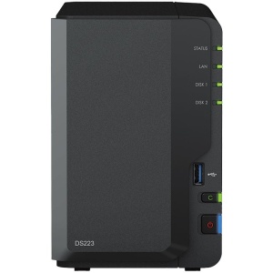 Synology DiskStation DS223, Tower, 2-bays 3.5'' SATA HDD/SSD, CPU 4-core 1.7 GHz, 2 GB DDR4 non-ECC, RJ-45 1GbE LAN Port, 3 x USB 3.2 Gen 1 Port, 1.28 kg, 2y DS223 *