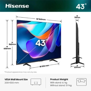 Televizor Hisense H43E6ST Smart, DLED, UHD 4K, 43"(109cm), DVB-C, DVB-T2, DVB-S2 - Img 3