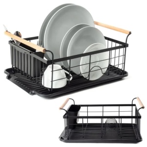 Vilde 150623 - Metalni ocedjivac za sudove sa drvenim drskama 42,5 x 29,5 x 19 c - Img 3