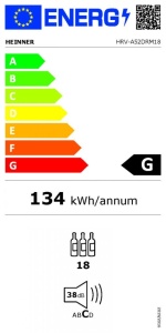 Vinski frižider HEINNER HRV-A52DRM18/55l/18boca(750ml)/1zona - Img 2