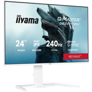 24" WHITE Fast IPS Gaming, G-Master Red Eagle, G-SYNC Compatible, 1920x1080 at 240Hz, 350cd/m2, 2x HDMI, DisplayPort, 0.4ms MPRT, Speakers, USB hub 1x3.2 1x USB-C, Black Tuner, 15cm height adjustable stand GB2471HSU-W1 - Img 2