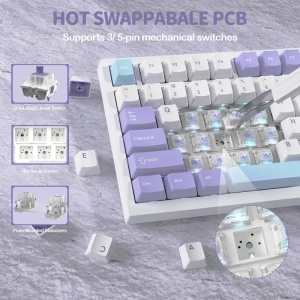 Bežična gaming tastatur Attack Shark X820Ultra Mehanička/TriMode/TFT Screen/Gasket/Lavender - Img 2