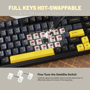 Bežična Gaming tastatura Attack Shark X98 Mehanička/Full Size/TriMode/Gasket/Starry Black - Img 3