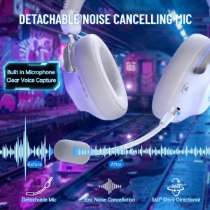 Bežične gaming Slušalice Attack Shark L50Pro 53mm/7.1 Surround/TriMode/1100mAh/Aluminium/White - Img 2