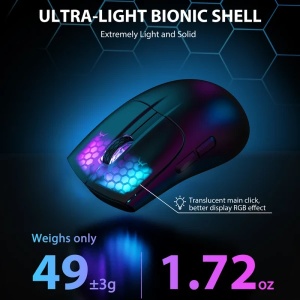 Bežični gaming miš Attack Shark X5 TriMode/Superlight/LongBattery/RGB Click/Ergonomic/Black - Img 3