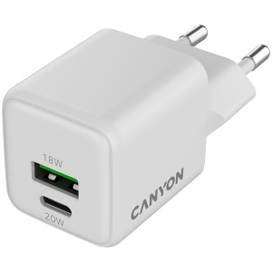 CANYON charger CU20AC GaN 20W 1xPD 1xQC EU White CNS-CUW20AC - Img 2