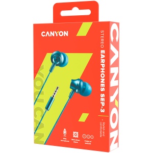 CANYON headphones SEP-3 Mic 1.2m Blue Green CNS-CEP3BG - Img 3