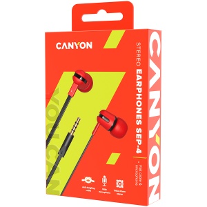 CANYON headphones SEP-4 Mic Flat 1.2m Red CNS-CEP4R - Img 2
