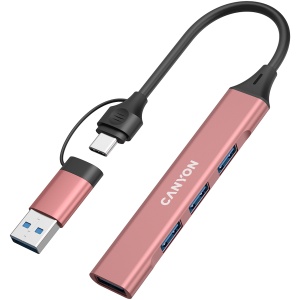 CANYON hub DS-02 4in1 USB-A/C Pink CNS-TDS02P - Img 2