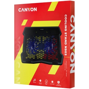CANYON NS03, Cooling stand dual-fan with 2x2.0 USB hub, support up to 10”-15.6” laptop, ABS plastic and iron, Fans dimension:125*125*15mm(2pcs), DC 5V, fan speed: 800-1000RPM, size:340*265*30mm, 435g CNE-HNS03 - Img 4