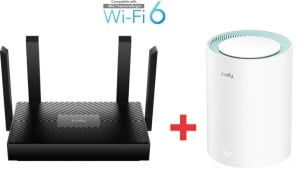 Cudy SET WR1500 AX1500 Dual Band 2.4+5Ghz MESH Ruter + M1500 1-pack AX1500 Dual Band MESH - Img 1