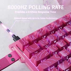 Gaming tastatura Attack Shark X68HE Magnetic Switch/RT/Snap Tap/DKS/MT/TGL/Pink Contour - Img 3