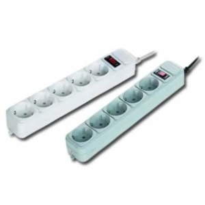 Gembird Surge Protection Power strip, 5 sockets, 3m, 16A Automatic Circuit Breaker, Power Switch, Grey SPG3-B-10C